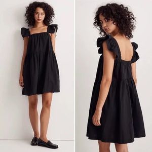 New madewell Flutter-Sleeve Square-Neck Mini Dress Size XL